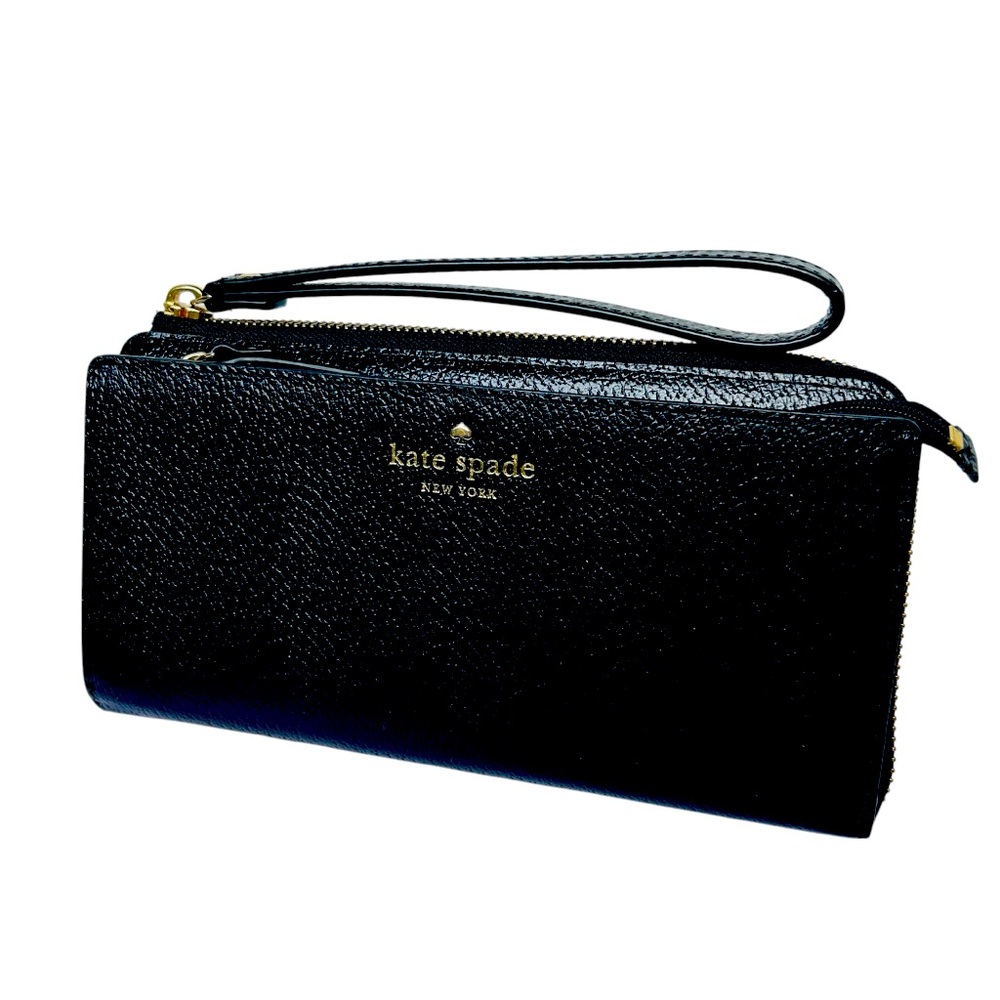 Kate Spade Grand Street Leyton Black Pebbled Leather Wristlet (WLRU2154)